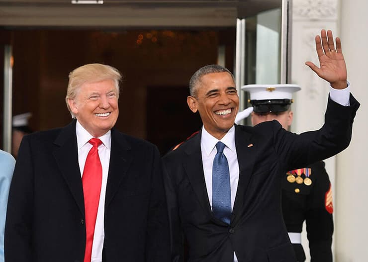 אובמה וטראמפ לפני טקס ההשבעה ב-2017