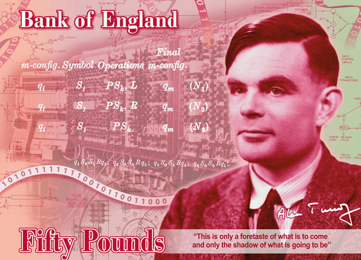 אלן טיורינג על שטר 50 פאונד בריטניה בנק אנגליה