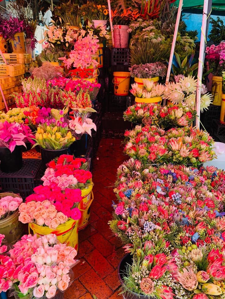פרחים בכל הצבעים בשוק הפרחים העתיק