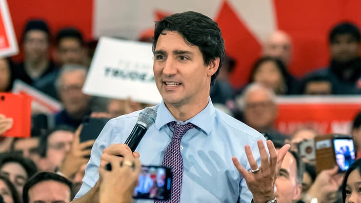 ראש ממשלת קנדה ג'סטין טרודו עצרת בחירות