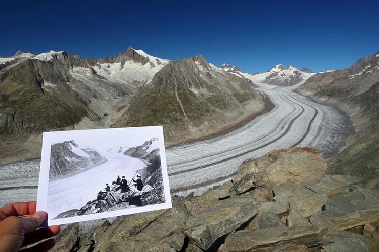 קרחונים שווייץ אז והיום