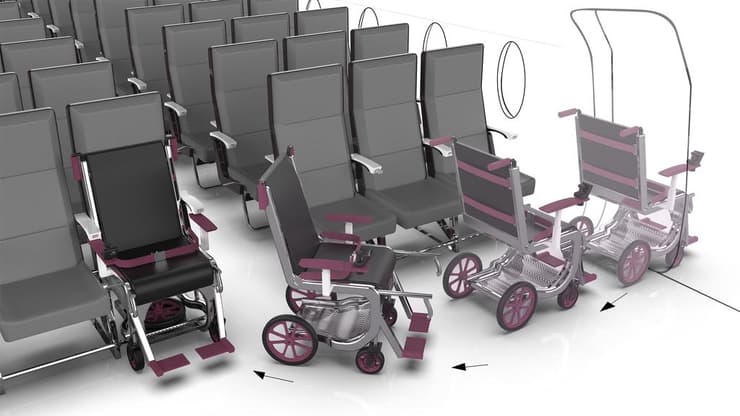 הרעיון הזה של חברת Ciara Crawford מבקש להקל על נוסעים נכים שיוכלו פשוט להתחבר עם כיסא הגלגלים אל מושב המטוס. 