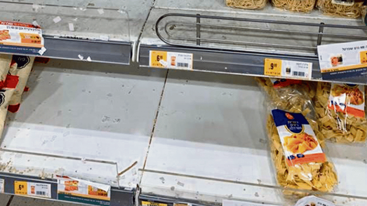 בהלת קורונה מדפים ריקים בסופרמרקט