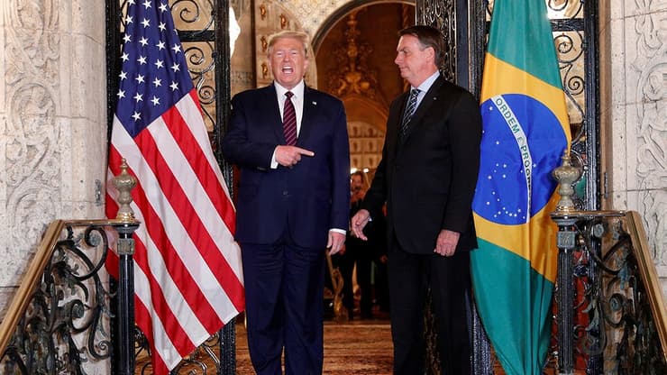 נשיא ארה"ב דונלד טראמפ נשיא ברזיל ז'איר בולסונרו נגיף קורונה