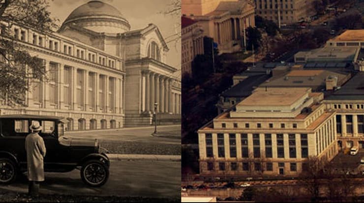 שנים רבות של הנגשת מדע. המוזיאון בצילום אווירי ובציור מ-1926 