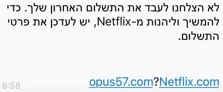 ההודעה המתחזה לנטפליקס