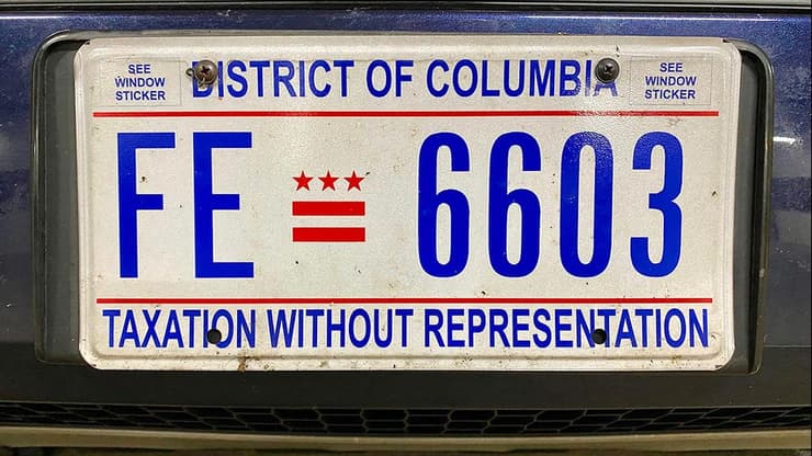 ארה"ב הצבעה וושינגטון הבירה מדינה עצמאית לוחית רישוי רכב מיסוי בלי ייצוג