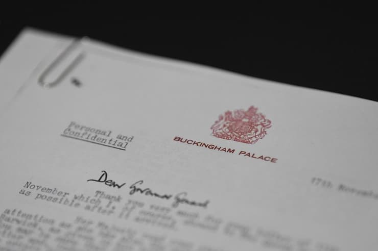 מכתב ששלח נציג המלכה אליזבת באוסטרליה בשנות ה-70
