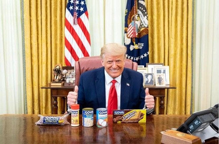 נשיא ארה"ב דונלד טראמפ נגד חרם על חברת Goya Foods