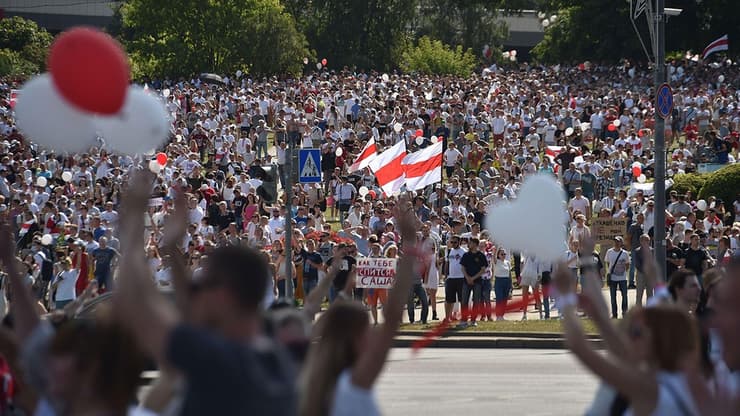 הפגנה ב מינסק בלארוס עצרת החירות נגד אלכסנדר לוקשנקו