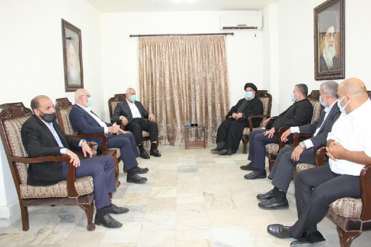 מנהיג חמאס איסמאעיל נפגש בביירות עם מזכ"ל חיזבאללה חסן נסראללה