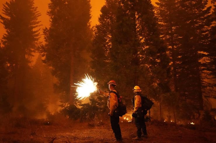 שריפה שריפת יער פעולות כיבוי  באזור פרנזו קליפורניה ארה"ב