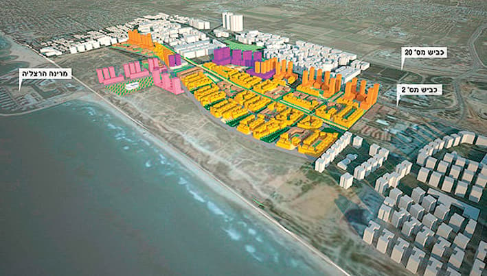 הדמיה של תוכנית הענק על חוף בדרום מערב הרצליה