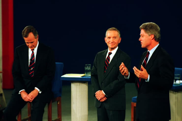 ארה"ב בחירות רוס פרוט עימות נשיאותי עם ג'ורג' בוש האב ו ביל קלינטון 1992