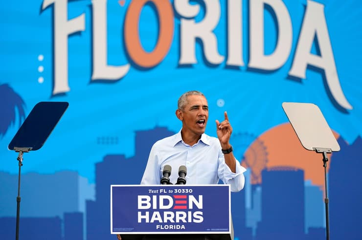 ארה"ב בחירות ברק אובמה עצרת אורלנדו פלורידה למען ג'ו ביידן