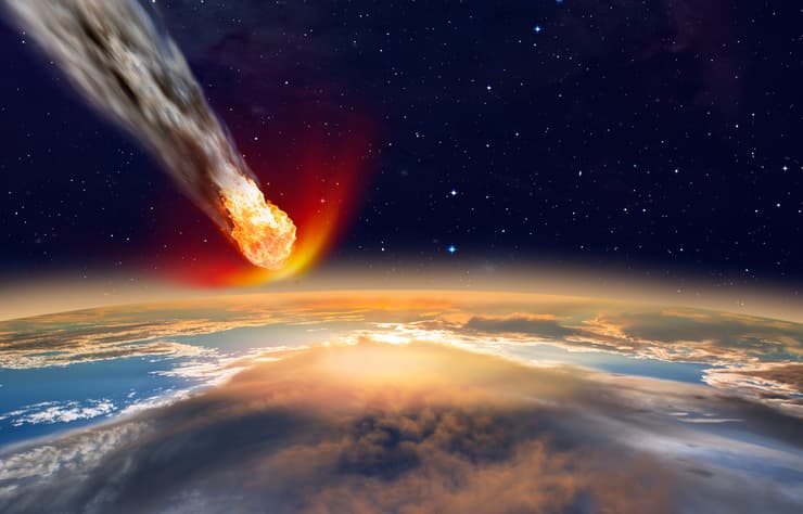 איור של אסטרואיד פוגע בכדור הארץ