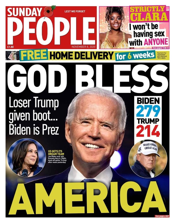ארה"ב בחירות 2020 ניצחון ג'ו ביידן כותרות עיתונים ב עולם