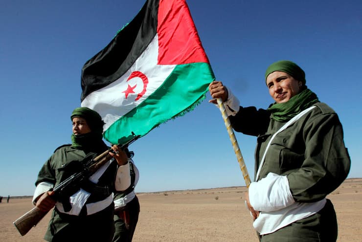 מרוקו סהרה המערבית מניפים את דגל הרפובליקה הדמוקרטית של סהרה המערבית
