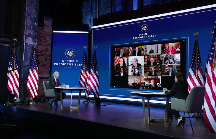 נשיא ארה"ב הנבחר ג'ו ביידן בדיון מקוון עם מושלי מדינות 