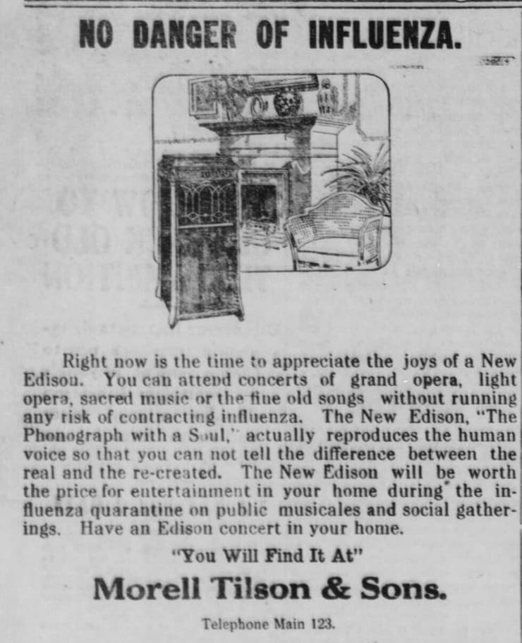 קונצרטים בבית בלי סכנה באמצעות הפונוגרף. The Evening Star, 9 באוקטובר 1918