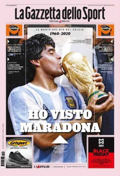 "ראינו את מראדונה": שער הגאזטה דלו ספורט