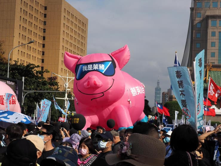 טייוואן מחאה נגד מדיניות בשר חזיר של הנשיאה