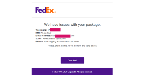 מייל מתחזה ל-FedEx