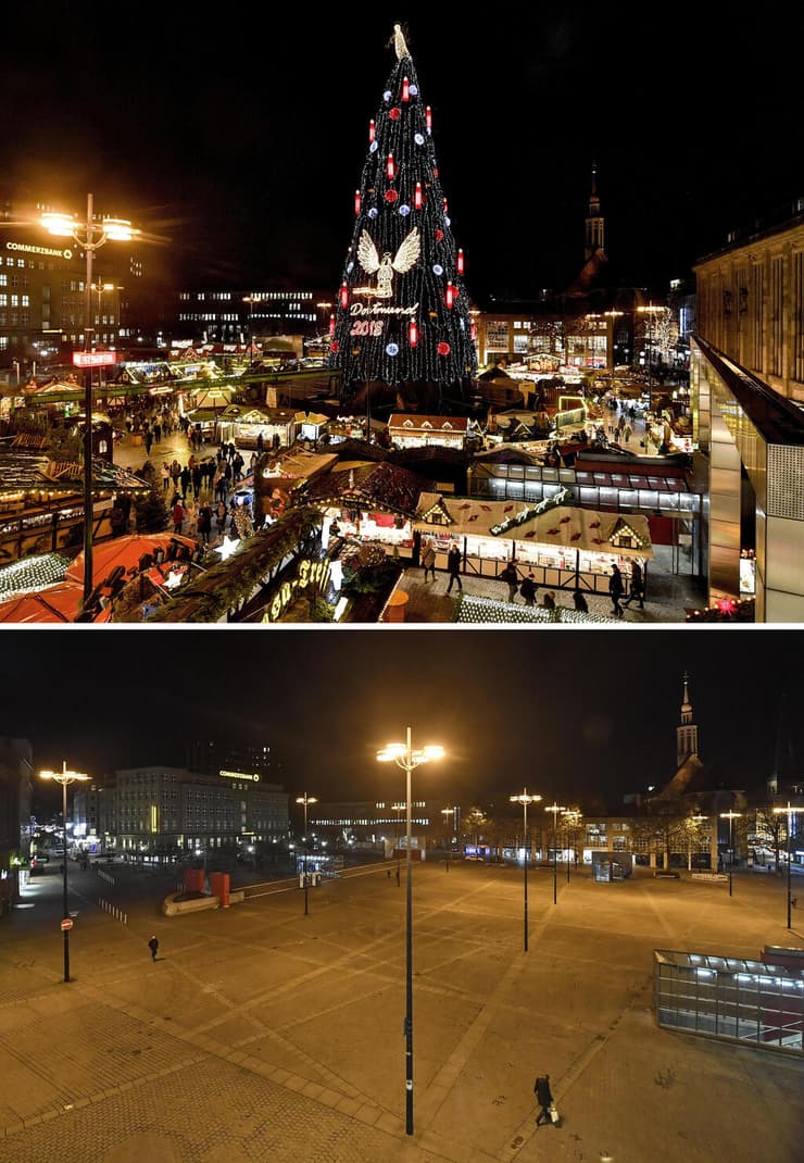 שוק חג המולד בעיר הגרמנית דורטמונד ב-2020 וב-2019