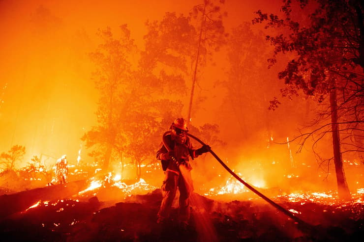 תמונות השנה בעולם של AFP כבאי נלחם בשריפה ב קליפורניה