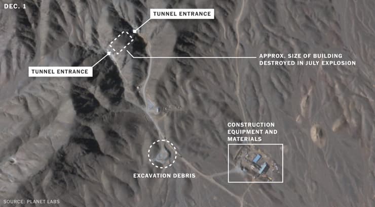 איראן בונה מתקן תת קרקעי במקום זה ש פוצץ ב נתנז צילום לוויין ניו יורק טיימס