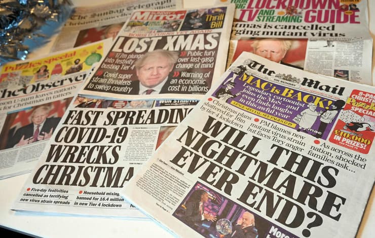 נגיף קורונה עיתוני בריטניה אחרי ההכרזה על הגבלות סגר לונדון צפון מזרח אנגליה