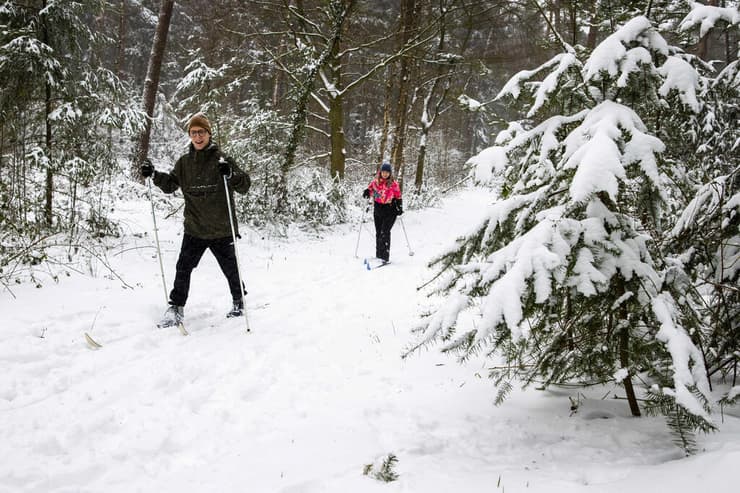 גולשים אחרי סופת שלג ב הולנד במחוז אוברייסל