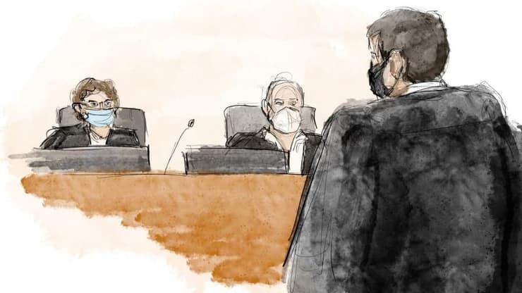 משפט נתניהו. לא מספיק מרתונים (איור: Biana Zakutnik) האיור של עו"ד חדד והשופטים