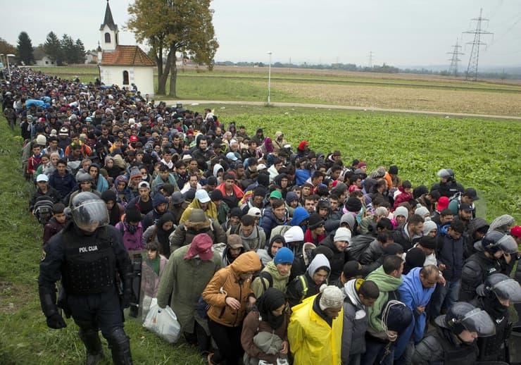 מהגרים ב אירופה 2015 חוצים את הגבול מ קרואטיה ל סלובניה