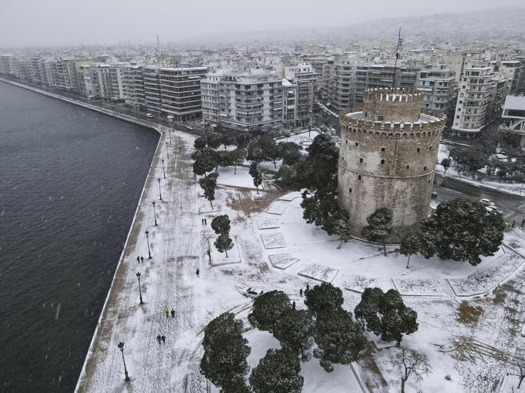 יוון שלג מזג אוויר סלוניקי