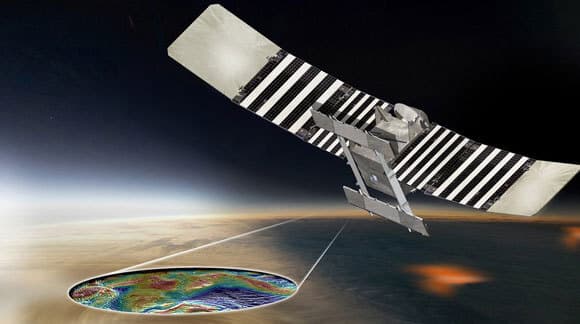 בקרוב יישלחו לנוגה שתי חלליות עם ציוד מדידה מתקדם: וריטאס של נאס"א ואנוויז'ן של סוכנות החלל האירופית. ציור אילוסטרציה של וריטאס, מצלמת את פני השטח של נוגה בעזרת ראדאר