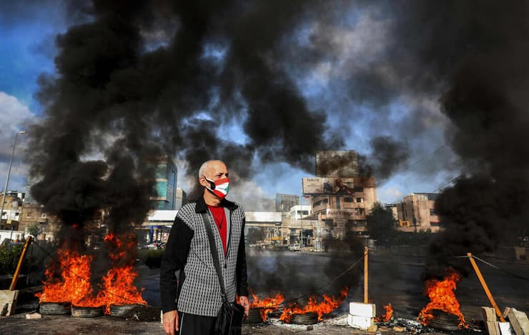 לבנון מהומות חסימת כבישים פרברי ביירות