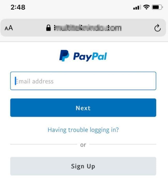 האתר המתחזה ל-PayPal