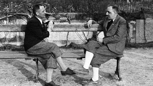 פרנץ יוזף הובר (משמאל) עם מפקדו הגסטאפו היינריך מולר בחופשה באוסטריה