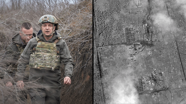 רוסיה כוחות צבע נשיא אוקראינה וולדימיר זלנסקי סיור חזית מזרח אוקראינה גבול רוסיה