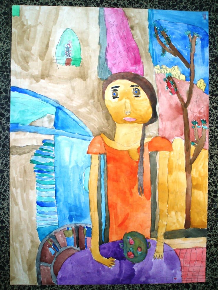 ציור של דני המתגורר בכפר עופרים המנוהל על ידי אלו"ט