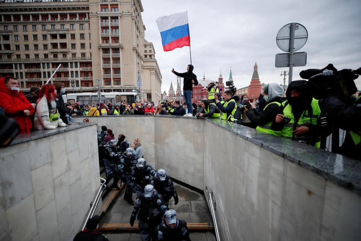 מוסקבה רוסיה הפגנה למען שחרור אלכסיי נבלני