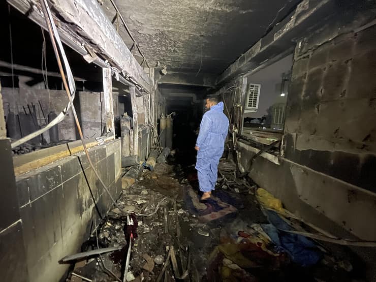 עיראק בגדד שריפה מחלקת קורונה בית חולים