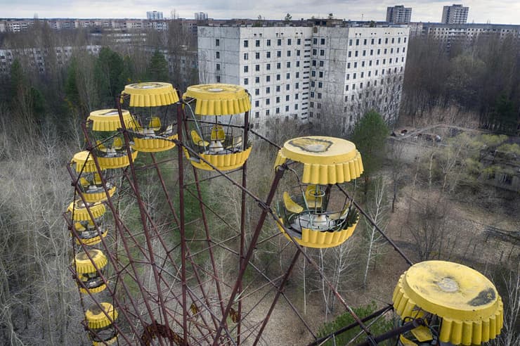 עיירת רפאים פריפיאט סמוך ל כור תחנת כוח גרעינית צ'רנוביל אוקראינה