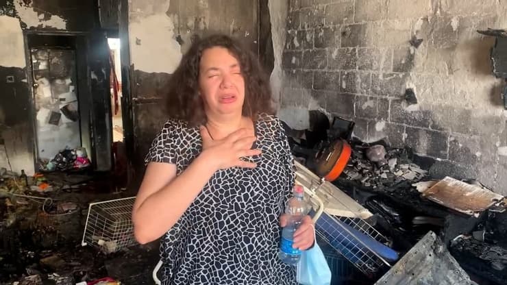 פאולה נריס ברוך מספרת על ביתה שנשרף ובנה שחולץ משם בדירתם בראשון לציון