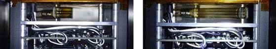 מנגנון ההפעלה הייחודי של הפולימר משנה הצורה, כשהוא מותקן בלוויין TAUSAT-1. משמאל: במצב מקופל. מימין: במצב פרוס