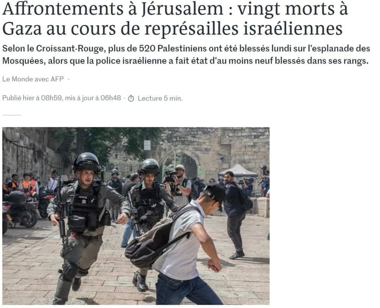 "לה מונד" הצרפתי. "הסהר האדום: יותר מ-520 פלסטינים נפצעו"   
