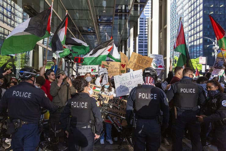 ארה"ב שיקגו הפגנה למען הפלסטינים מבצע שומר החומות