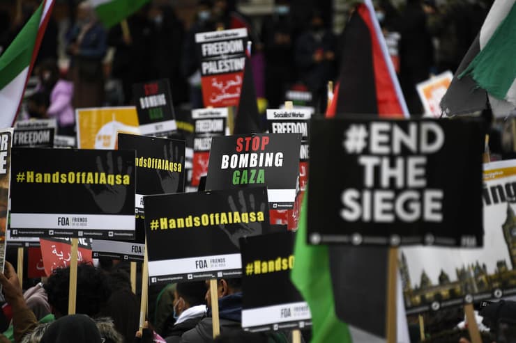 הפגנה אנטי ישראלית בלונדון, במהלך "שומר החומות"  