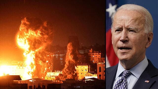  ג'ו ביידן נשיא ארצות הברית רצועת עזה אש עשן תקיפה חיל האוויר צה"ל מבצע שומר החומות שומר חומות